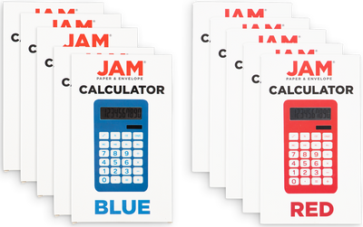 Assorted Red/Blue Desktop 10 Digit LCD Display Calculator Set (10 Pack)
