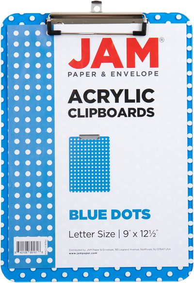 Blue Dots 9 x 12 1/2 Translucent Plastic Clipboards