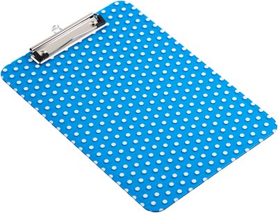 Blue Dots 9 x 12 1/2 Translucent Plastic Clipboards