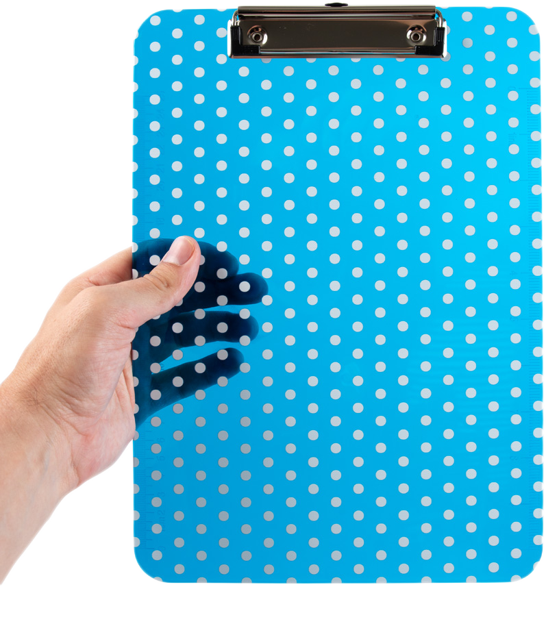 Blue Dots 9 x 12 1/2 Translucent Plastic Clipboards