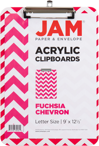 Fuchsia Chevron 9 x 12 1/2 Translucent Plastic Clipboards