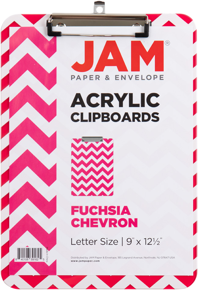 Fuchsia Chevron 9 x 12 1/2 Translucent Plastic Clipboards