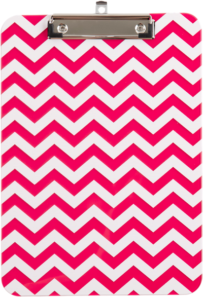 Fuchsia Chevron 9 x 12 1/2 Translucent Plastic Clipboards