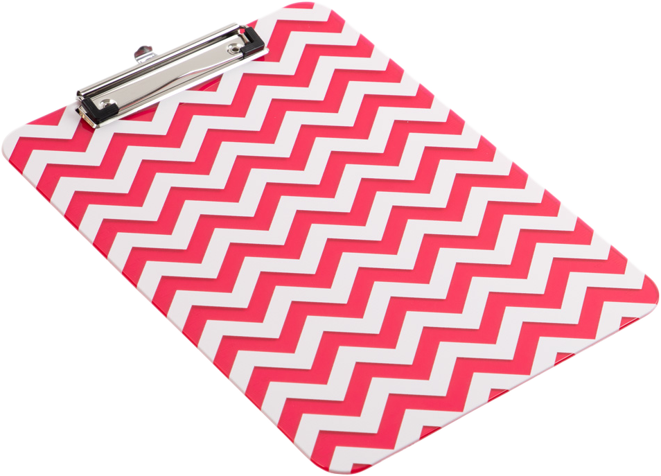 Fuchsia Chevron 9 x 12 1/2 Translucent Plastic Clipboards