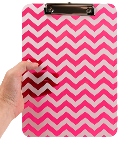 Fuchsia Chevron 9 x 12 1/2 Translucent Plastic Clipboards