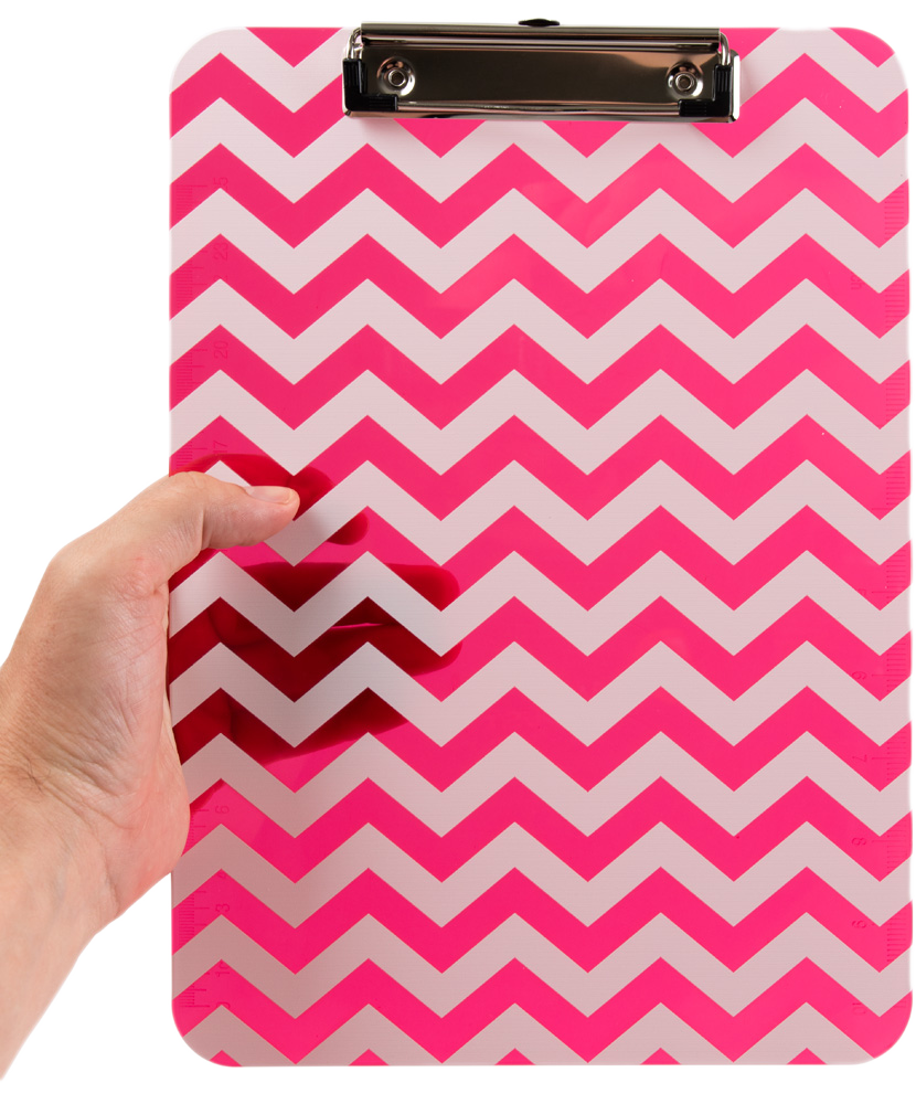 Fuchsia Chevron 9 x 12 1/2 Translucent Plastic Clipboards