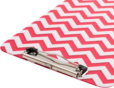 Fuchsia Chevron 9 x 12 1/2 Translucent Plastic Clipboards