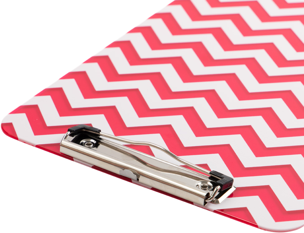 Fuchsia Chevron 9 x 12 1/2 Translucent Plastic Clipboards