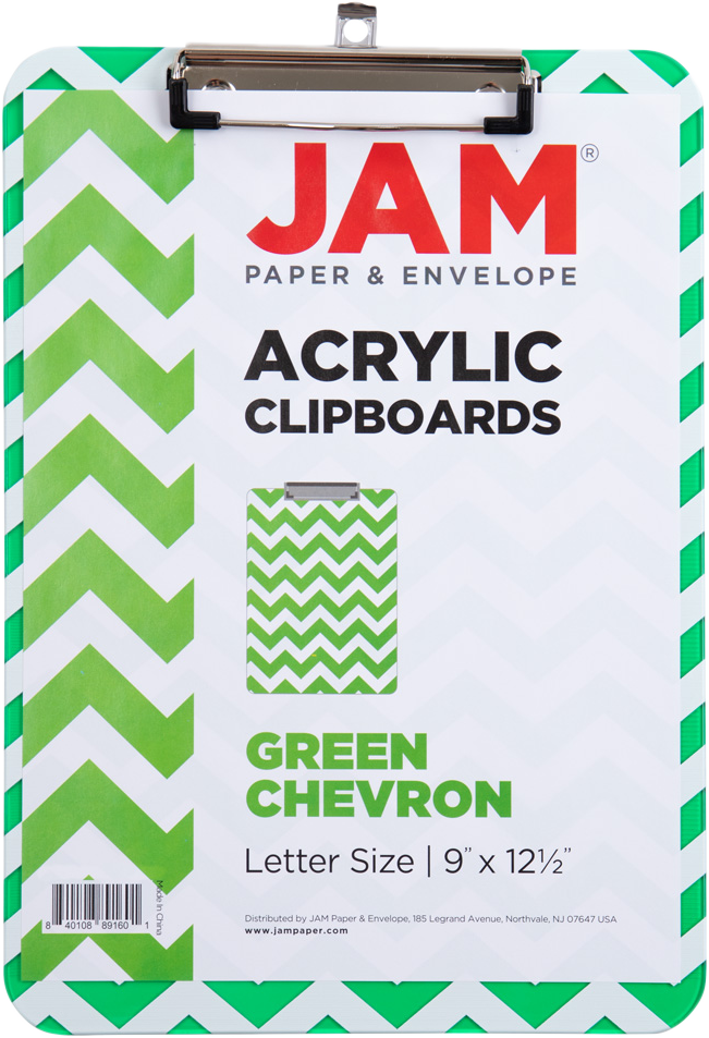 Green Chevron 9 x 12 1/2 Translucent Plastic Clipboards