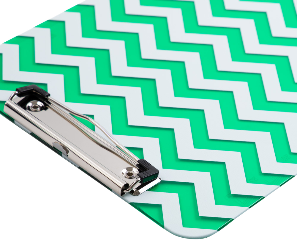 Green Chevron 9 x 12 1/2 Translucent Plastic Clipboards