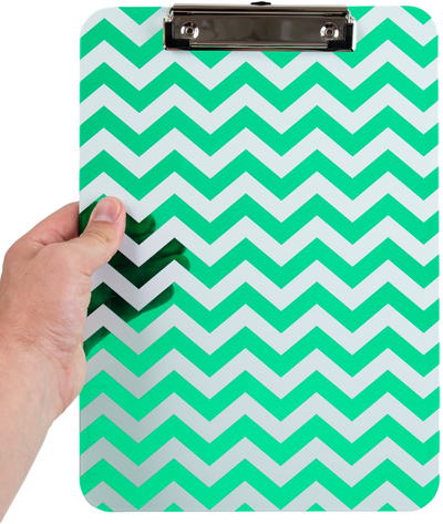 Green Chevron 9 x 12 1/2 Translucent Plastic Clipboards