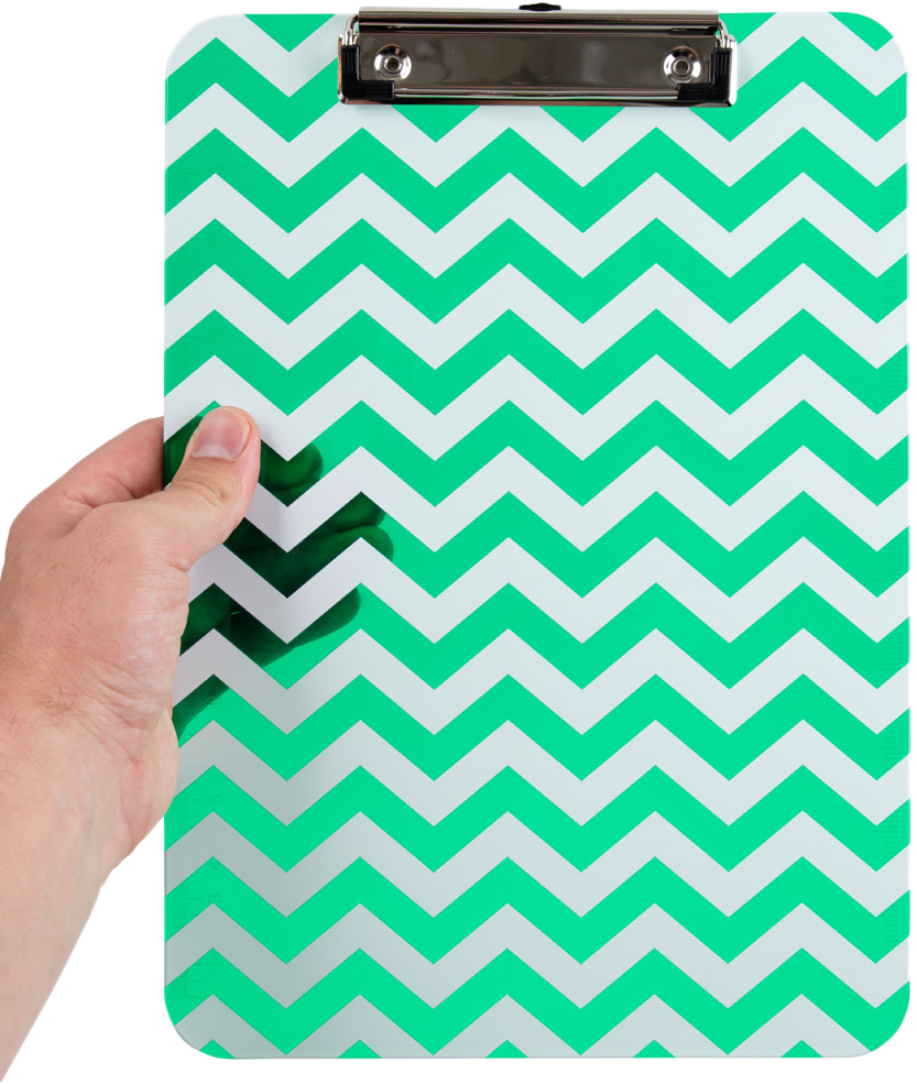 Green Chevron 9 x 12 1/2 Translucent Plastic Clipboards