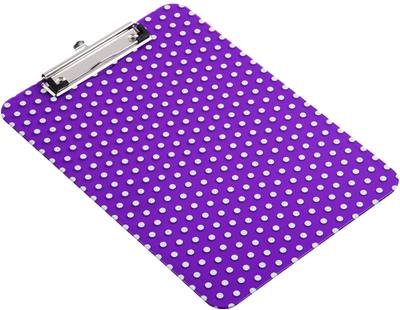 Purple Dots 9 x 12 1/2 Translucent Plastic Clipboards