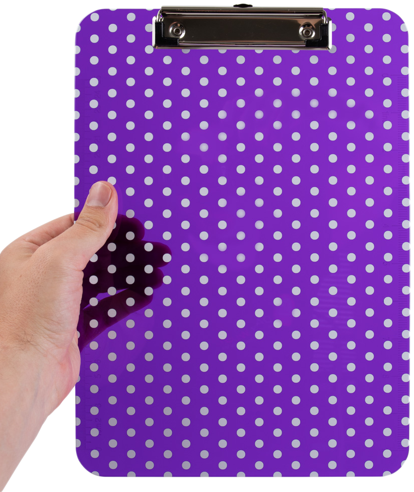 Purple Dots 9 x 12 1/2 Translucent Plastic Clipboards
