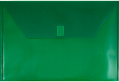 Green Legal Booklet Plastic Envelopes (9 3/4 x 14 1/2) with Hook and Loop Closure