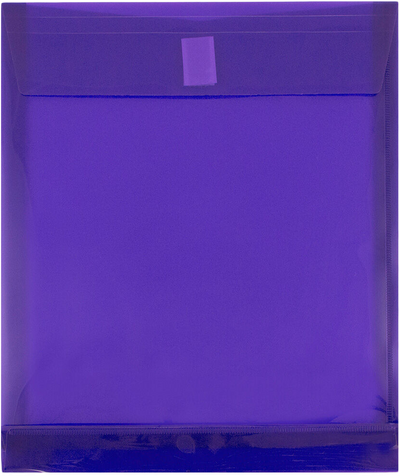 Purple Letter Open End with 1" Expansion Plastic Envelopes (9 3/4 x 11 3/4) with Hook and Loop Closure