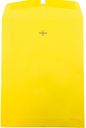 Yellow 24lb 10 x 13 Open End Envelopes with Clasp