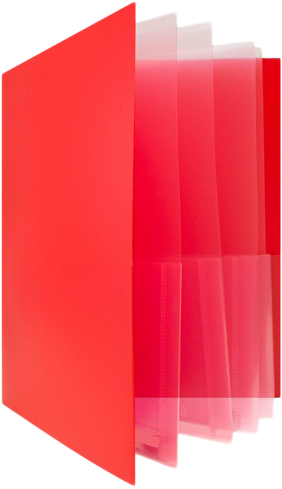 Red 9 x 12 Plastic 10 Pocket Folders