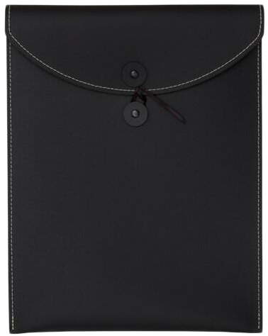 Black 80lb 9 1/2 x 12 1/2 Open End Envelopes with Button & String