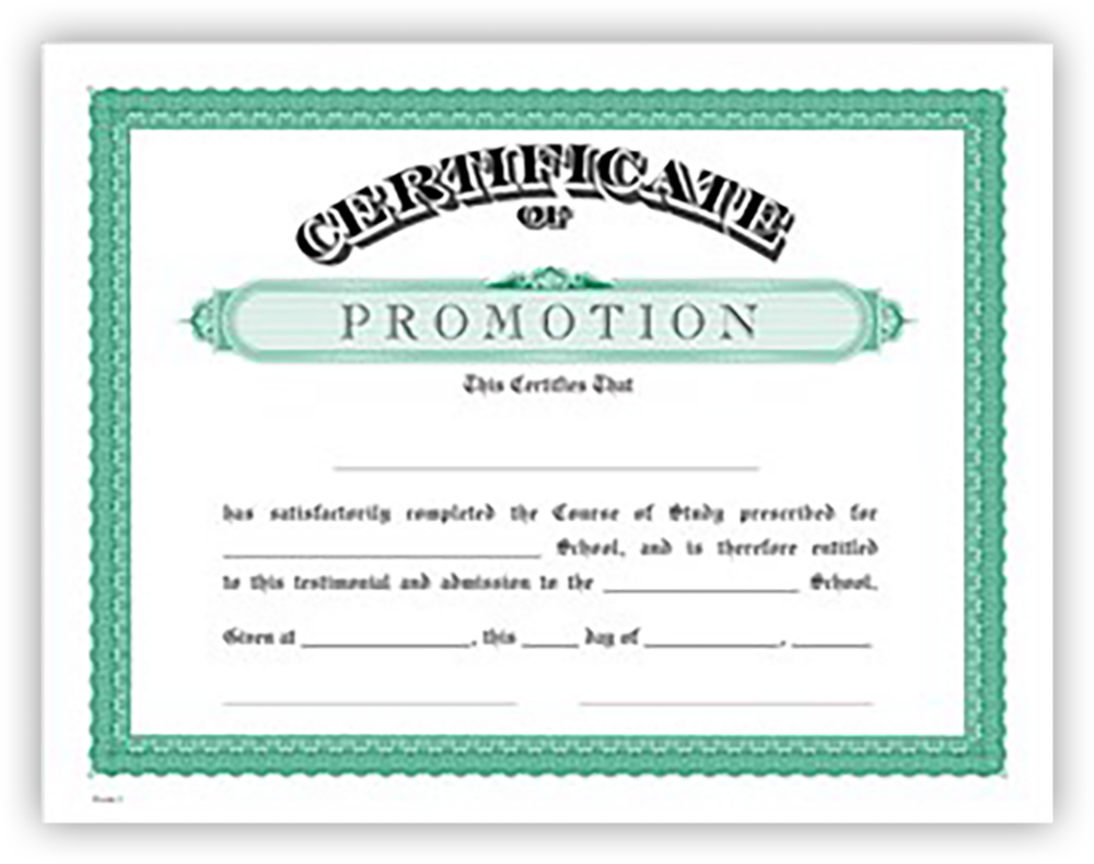 Green Promotion 8 1/2 x 11 Certificate