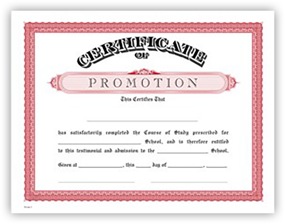 Red Promotion 8 1/2 x 11 Certificate
