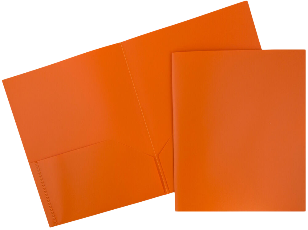Orange 9 x 12 Plastic Pop Folders