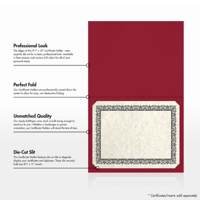 Red Hopsack 9 1/2 x 12 Certificate Holders