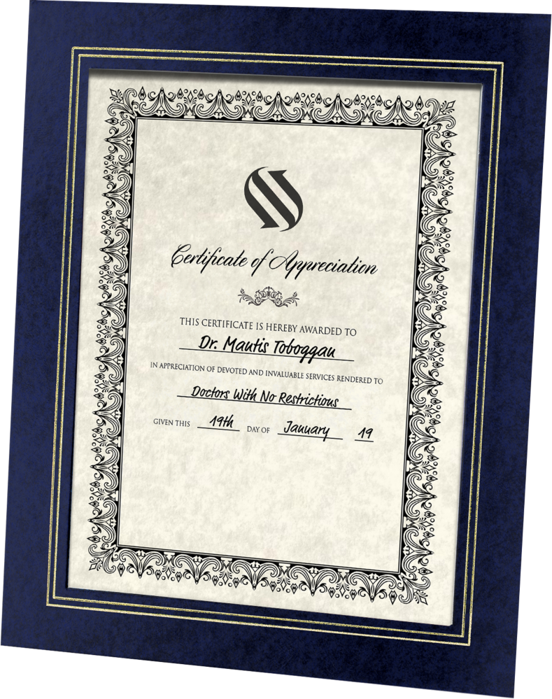 Navy Blue 10 3/4 x 13 Certificate Document Frame with Easel