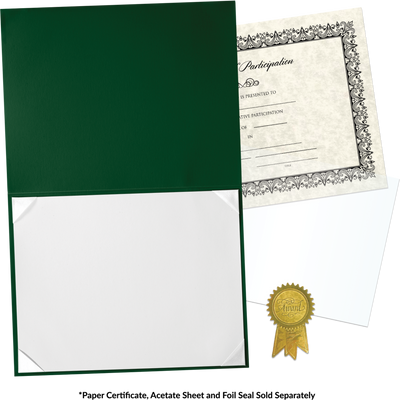Dark Green 8 1/2 x 11 Leatherette Certificate Document Holders