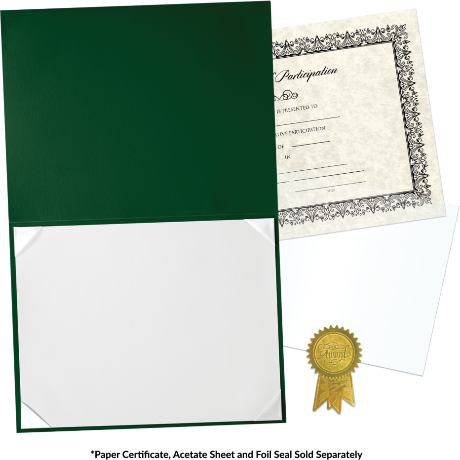 Dark Green 8 1/2 x 11 Leatherette Certificate Document Holders