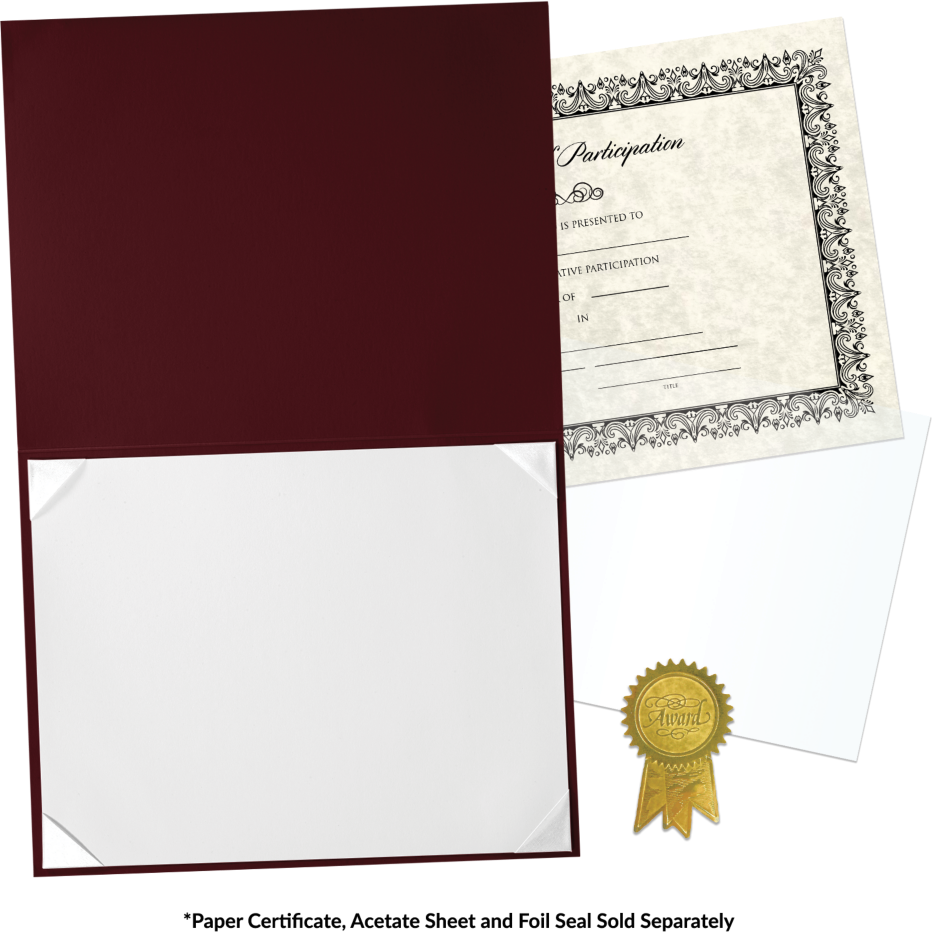 Maroon 8 1/2 x 11 Leatherette Certificate Document Holders