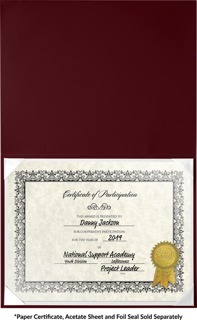 Maroon 8 1/2 x 11 Leatherette Certificate Document Holders