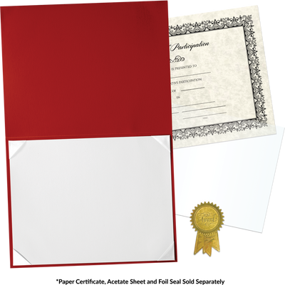 Red 8 1/2 x 11 Leatherette Certificate Document Holders
