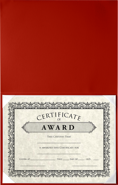 Red 8 1/2 x 11 Leatherette Certificate Document Holders