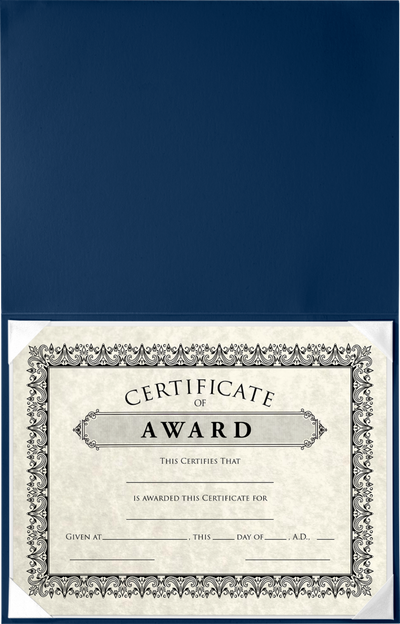 Royal Blue 8 1/2 x 11 Leatherette Certificate Document Holders