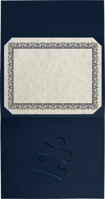 Nautical Navy Blue Linen Puzzle Piece 9 1/2 x 12 Certificate Holder