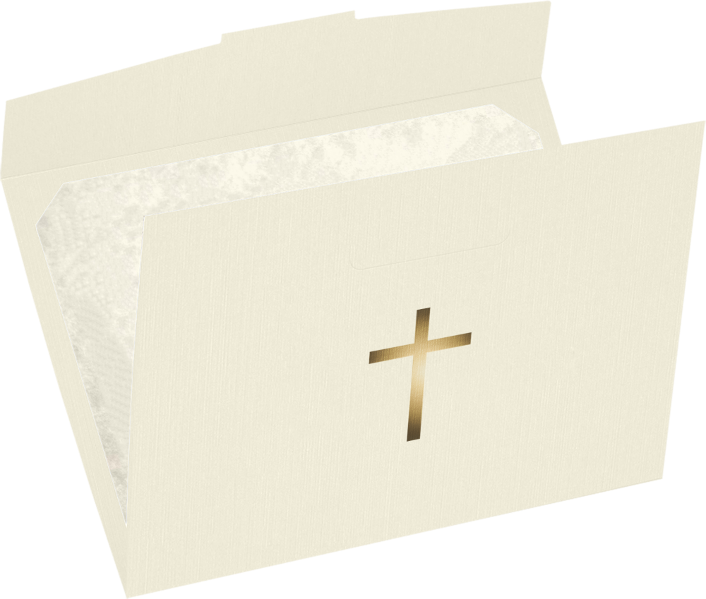 Natural Linen with Gold Foil Cross 6 1/2 x 9 1/2 Certificate Holders