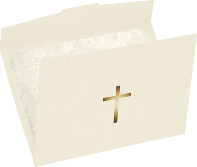 Natural Linen with Gold Foil Cross 6 1/2 x 9 1/2 Certificate Holders