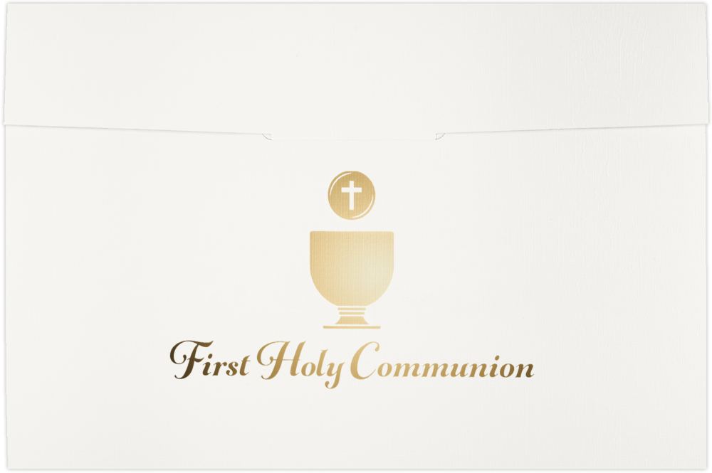 White Linen with Gold Foil First Holy Communion 6 1/2 x 9 1/2 Certificate Holders