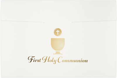 White Linen with Gold Foil First Holy Communion 6 1/2 x 9 1/2 Certificate Holders