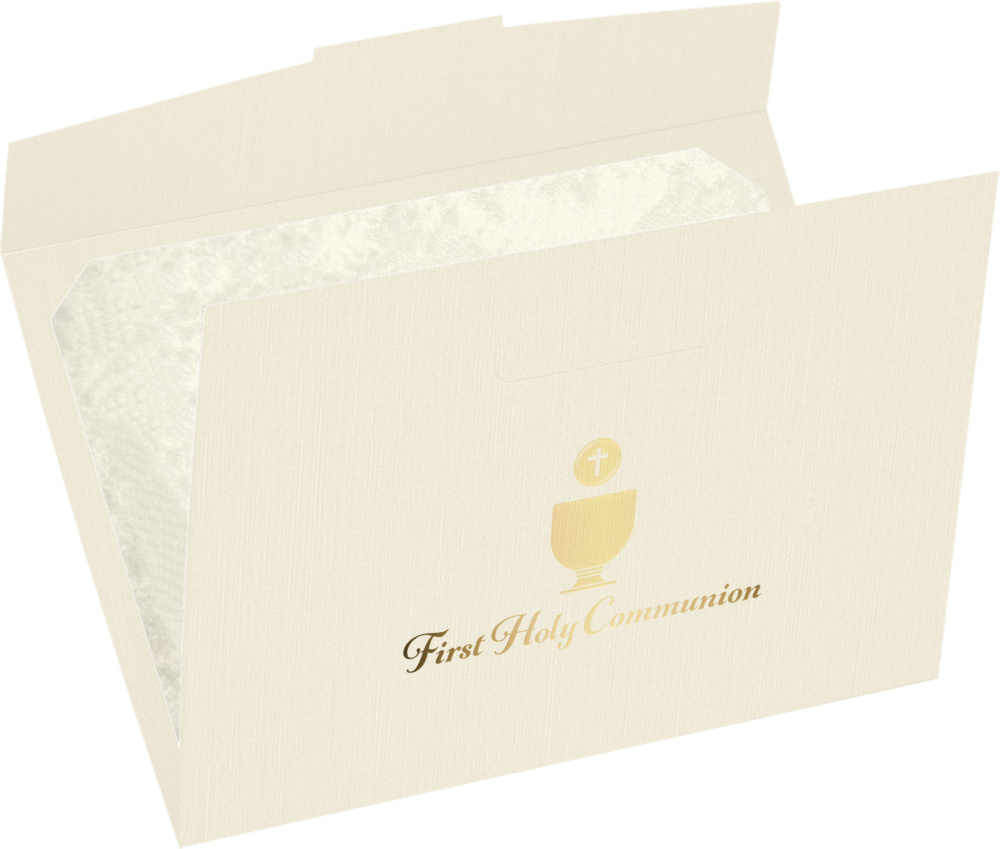 Natural Linen with Gold Foil First Holy Communion 6 1/2 x 9 1/2 Certificate Holders