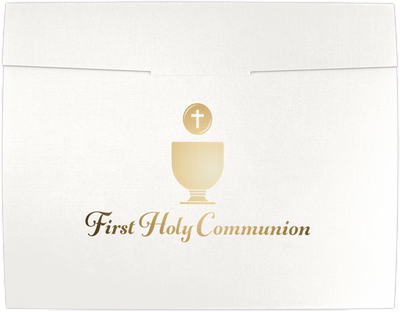 White Linen with Gold Foil First Holy Communion 9 1/2 x 12 Certificate Holders