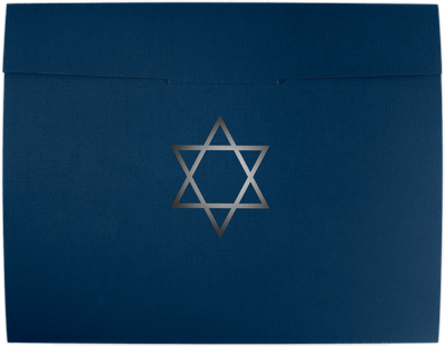 Nautical Navy Blue Linen with Silver Foil Star of David 9 1/2 x 12 Certificate Holders