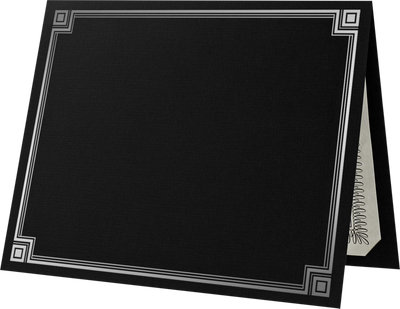 Black Linen with Silver Foil Border 9 1/2 x 12 Certificate Holders