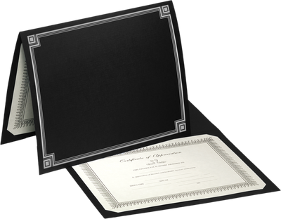 Black Linen with Silver Foil Border 9 1/2 x 12 Certificate Holders