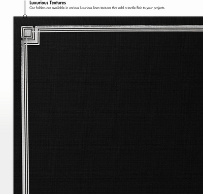 Black Linen with Silver Foil Border 9 1/2 x 12 Certificate Holders