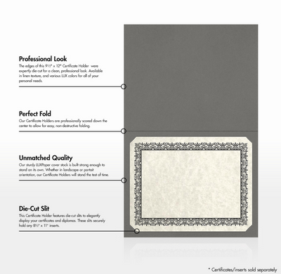 Dark Gray 9 1/2 x 12 Certificate Holders