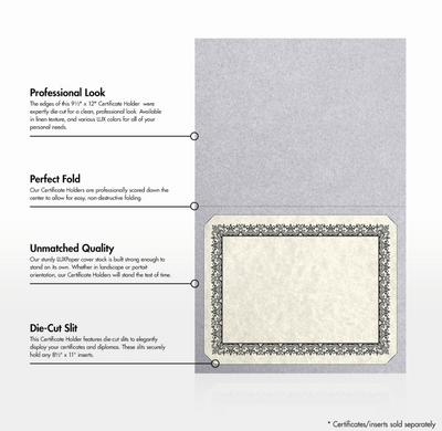 Silver Metallic 9 1/2 x 12 Certificate Holders