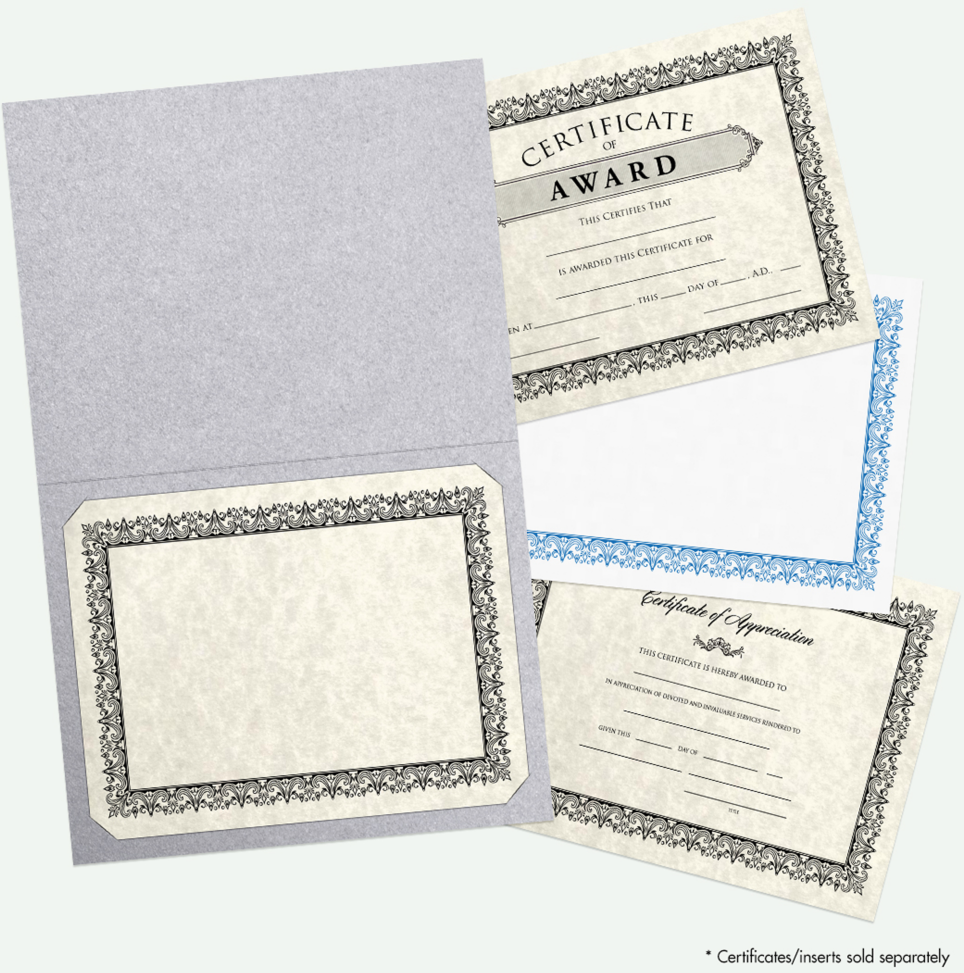 Silver Metallic 9 1/2 x 12 Certificate Holders