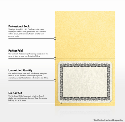 Gold Metallic 9 1/2 x 12 Certificate Holders